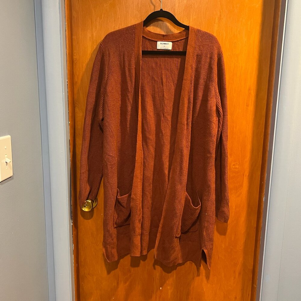 Old Navy Women’s Rust Open-Front Longline Cardigan Sweater - XL